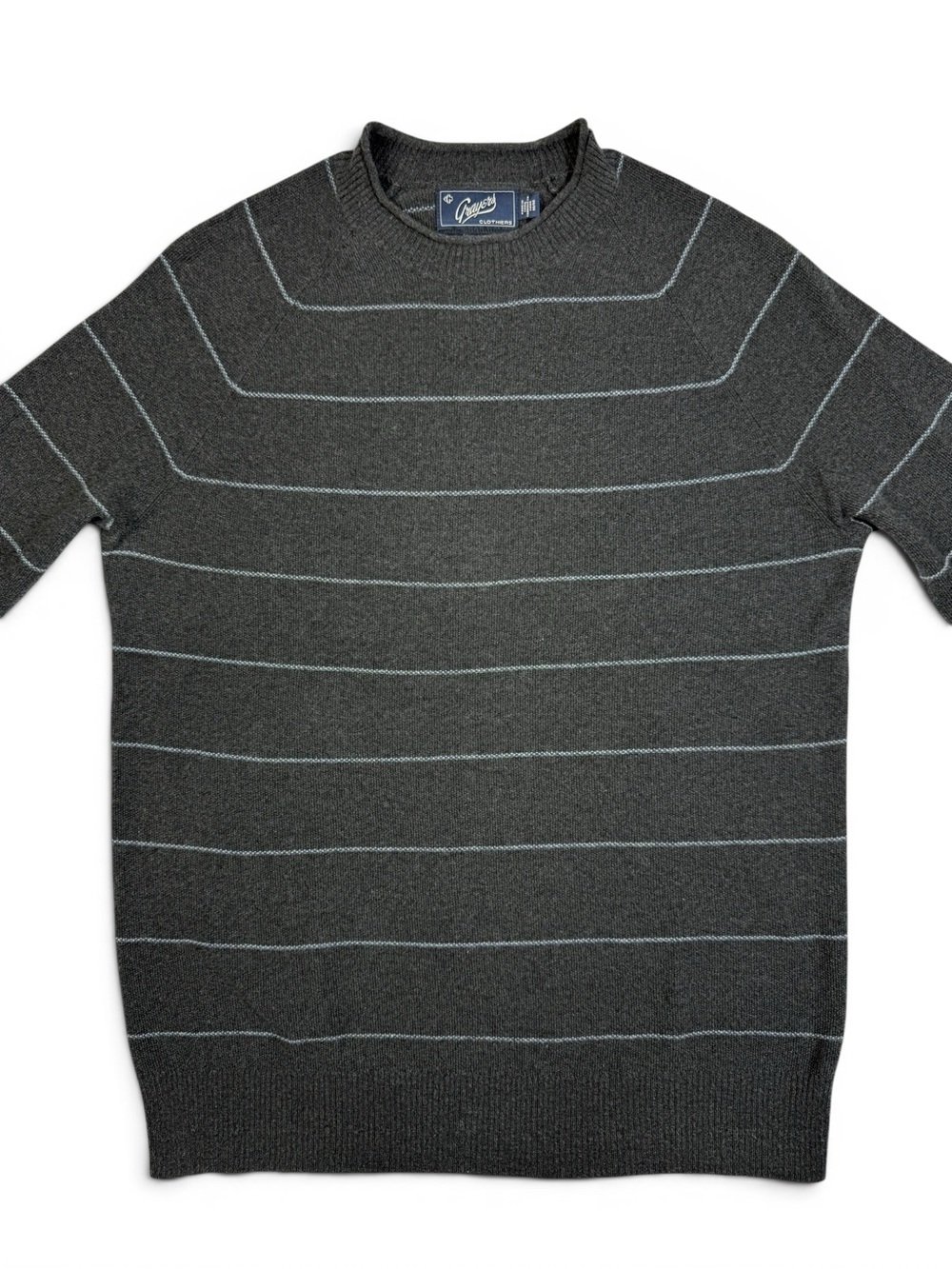 Grayers Shore Club Charcoal Blue Stripe Crewneck Sweater Men’s Medium